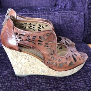 Miz Mooz brown cut out wedges
